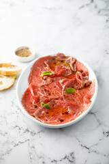 Homemade beef carpaccio