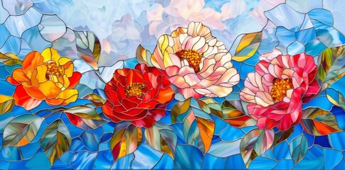 A vibrant and detailed painting of blooming carnation