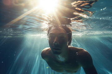 男, 男性, プール, 水中, 水泳, 泳ぐ男性, man, male, pool, underwater, swimming, swimming man