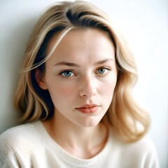 Portrait of a young beautiful charming woman smiling on a clean background	