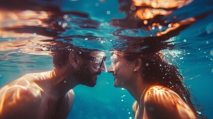 couple, summer, diving  - Powered by Adobe
