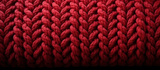 Red knitted wool texture background. Close-up of knitted wool texture. Textured background of a knitted red fabric - obrazy, fototapety, plakaty