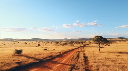 a dirt road through a field of grass