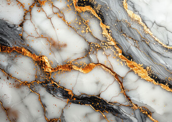 A close-up of marble with golden veins, showcasing the intricate patterns and textures that make it an iconic natural material for interior design. Created with Ai