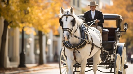a man riding a horse carriage