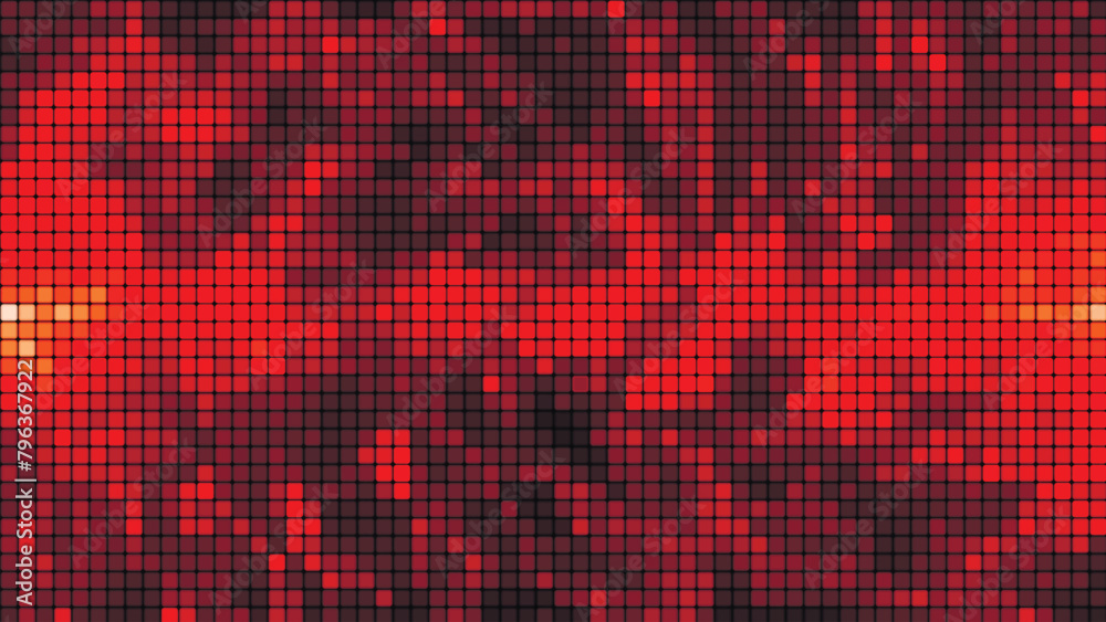 Wall mural red mosaic background in technology concept. abstract red led squares. technology digital square red