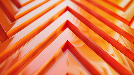 Orange arrows dance on chevron, creating depth with their blend effect. - obrazy, fototapety, plakaty