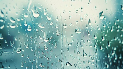 The raindrops on the window are small and numerous