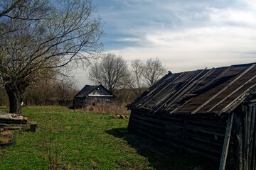 Old buildings in the countryside in spring