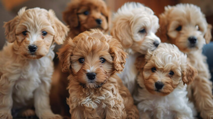 Cute puppy group  sitting