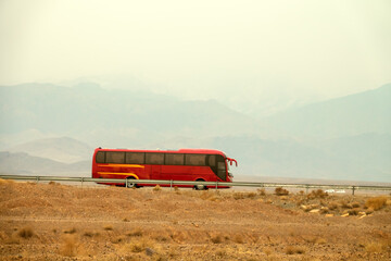 Intercity bus on the highway. Iran