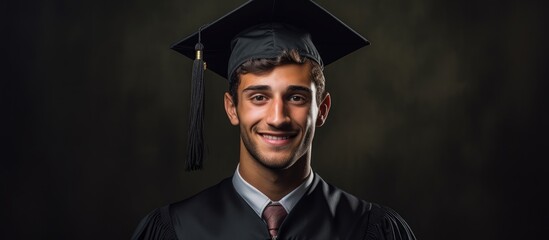 Man in Graduation Attire Poses for Photo