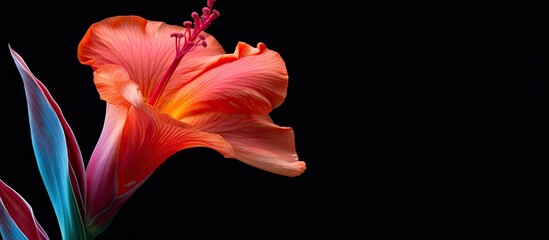 Vibrant flower stands out on dark backdrop