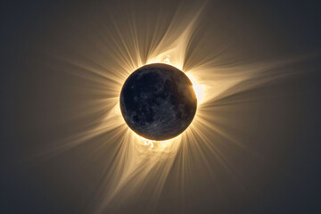 a solar eclipse with the sun shining through it