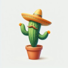 Ilustración cactus con sombrero