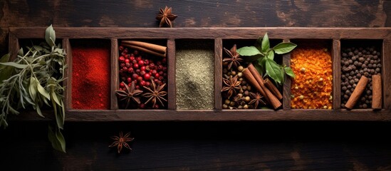 Wooden Spice Box on Table - Powered by Adobe