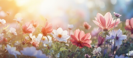 Flowers blooming under radiant sunlight