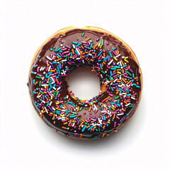 a chocolate donut with sprinkles