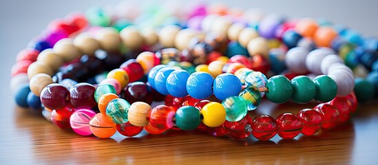 Fototapeta na wymiar Colorful beads on tabletop