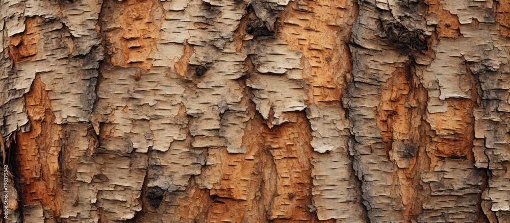 Poster tree trunk close up with peeling bark
