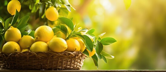 Basket of lemons on a windowsill