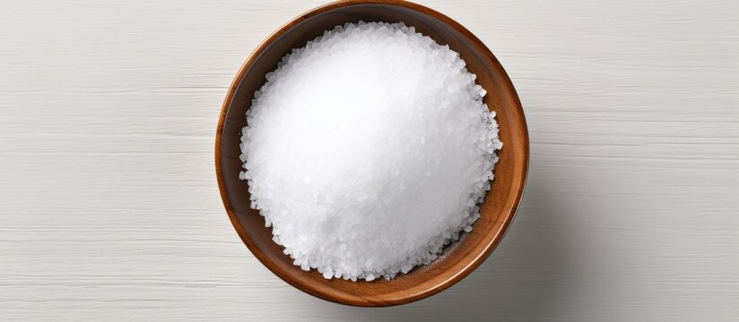 Bowl of sugar close-up on table