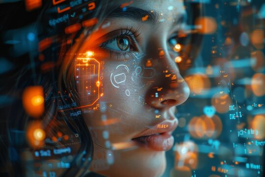 This abstract composition cleverly uses blurred lights to obscure and anonymize the subject's face, adding a layer of mystery