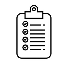 Checklist Icon, Black Line Art, Organization and Task Management