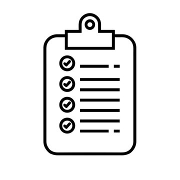 Checklist Icon, Black Line Art, Organization and Task Management