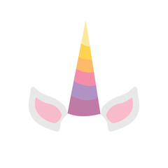 Rainbow unicorn horn and ears. Color vector illustration in doodle style