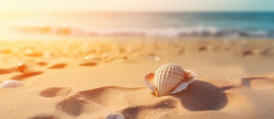 Shell on Beach at Stunning Sunset