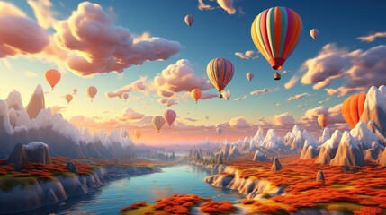 Hot air balloons flying