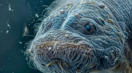 A magnified view of a water bears integument illustrating its thick and flexible icle that protects it from desiccation and other - obrazy, fototapety, plakaty