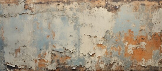 Fototapeta premium Rusted wall showing blue and orange paint