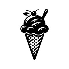 Ice Cream Silhouette Clipart - Ideal for Designers, Ice Cream Cone Illustration
