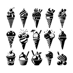 Graphic Ice Cream Silhouette - Ideal for Your Projects, Ice Cream Cone Illustration
