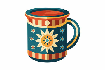 Modern vintage mug design with white background.