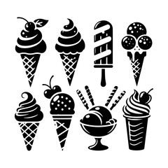Silhouette of a Yummy Ice Cream Cone - Ideal for Designs, Ice Cream Cone Illustration
