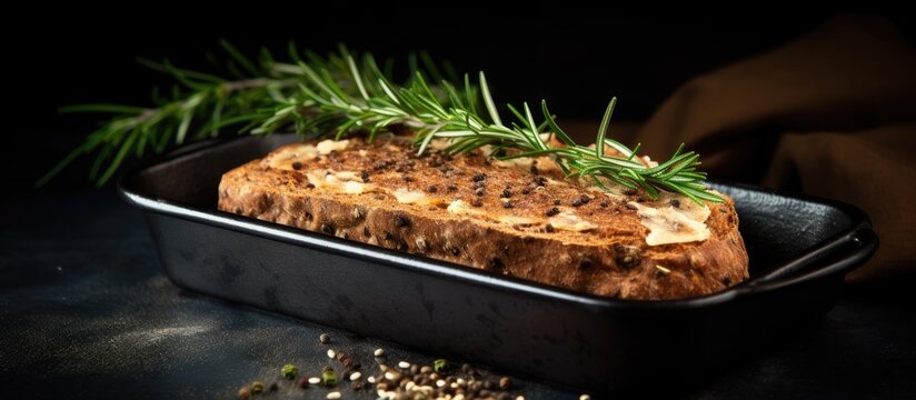 Loaf bread with rosemary sprig