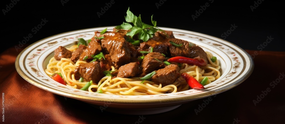 Canvas Prints Plate of Noodles and Beef