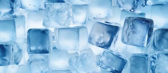Many ice cubes on tabletop