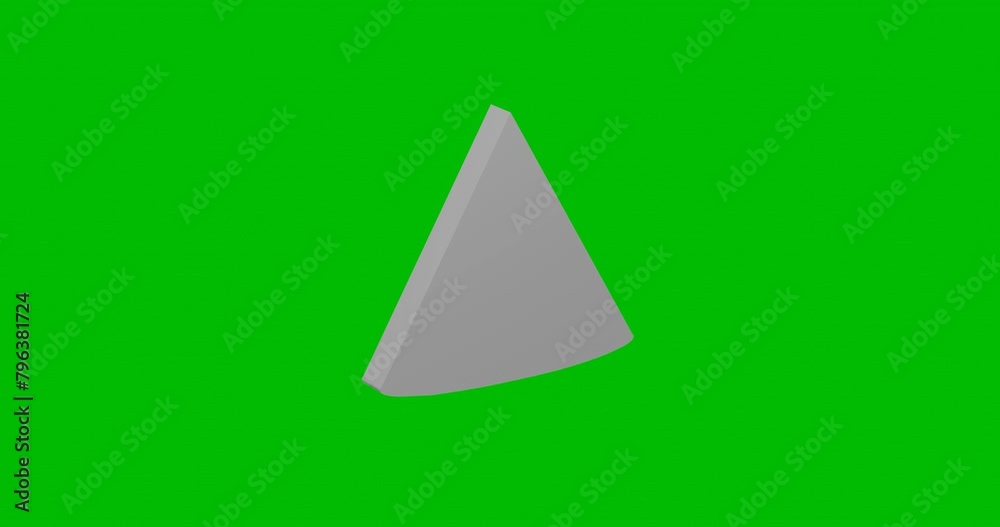 Poster animation of rotation of a white cone symbol with shadow. simple and complex rotation. seamless loop