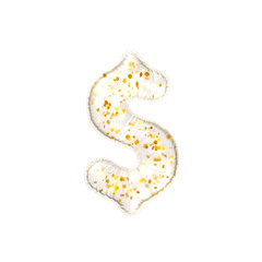 Transparent balloon with golden flakes Dollar mark. 3d render illustration