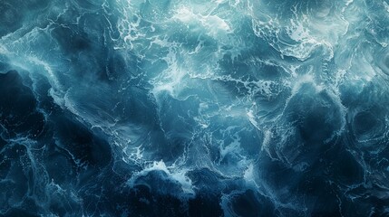 Top-Down View of Dark Blue Ocean Waves