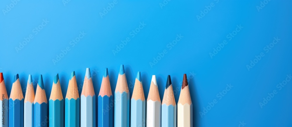 Poster A row of pencils with a single red one standing out