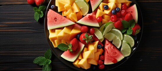 Plate of assorted fruits