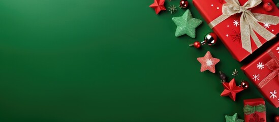 Naklejka premium Green gifts on a green backdrop