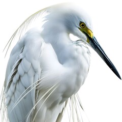 a white bird with long legs and a long beak standing in front of a white wall with a white background.
 - obrazy, fototapety, plakaty