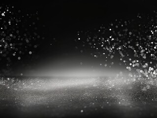 Silver banner dark bokeh particles glitter awards dust gradient abstract background