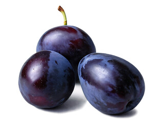plums on white background
